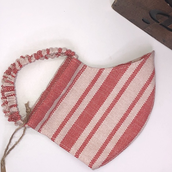 REUSABLE 100% Cotton Red Stripe Face Mask ~NEW! - Picture 2 of 13
